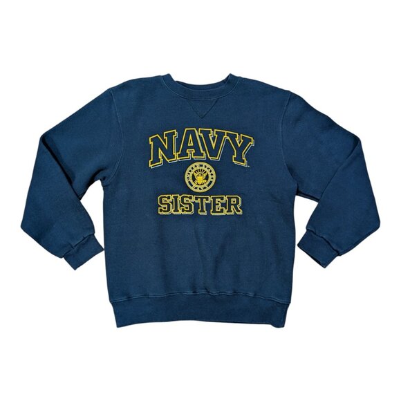 Vintage USA Navy Sister Sweatshirt Soffee Cotton Blend Crew Neck Small Navy Blue - Picture 1 of 8